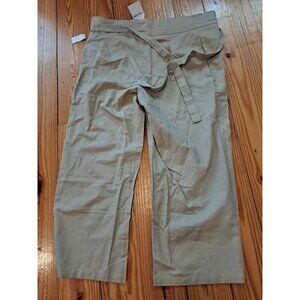 Grae Cove Womens 100% Linen Wide Leg Pants size S Stretch Waist High Rise NEW